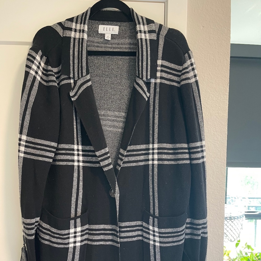 Thick black and white cardigan